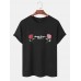 Men Rose   Letter Graphic All Matched Skin Friendly Leisure Short Sleeve T  Shirt