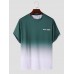 Men Ombre Color Letter Print Breathable Graceful Leisure All Matched T  Shirts