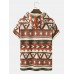 Mens All Over Colorful Geometric Print Corduroy Short Sleeve Hooded T  Shirts