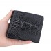 Baellerry Crocodile Print Men Short Wallet Vintage Multi  card Slot Coin Purse  Black Head