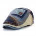 Collrown Men Cotton Colorblock Patchwork Breathable Sunshade Short Brim Casual Vintage Forward Hats Beret Flat Caps