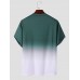 Men Ombre Color Letter Print Breathable Graceful Leisure All Matched T  Shirts